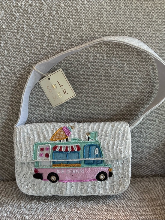 Handbags - White Beaded Ice Cream Truck Crossbody Bag